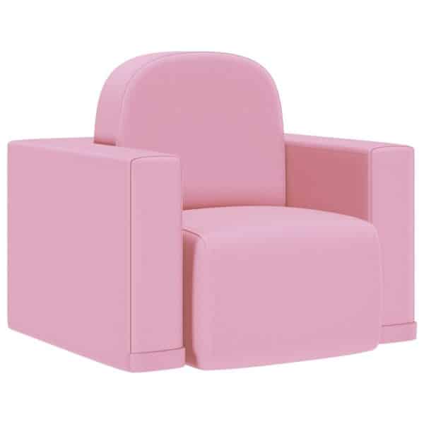 2-i-1 lænestol til børn kunstlæder pink