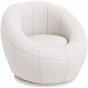 Lænestol med drejefod til børn i teddy polyester H48 cm - Hvid