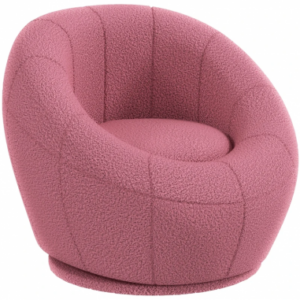 Lænestol med drejefod til børn i teddy polyester H48 cm - Rosa