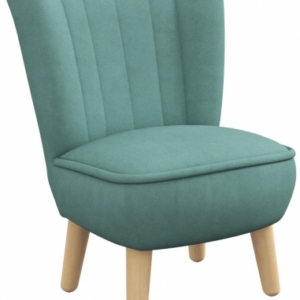 Lænestol til børn i træ og velour H56,5 cm - Natur/Blågrøn