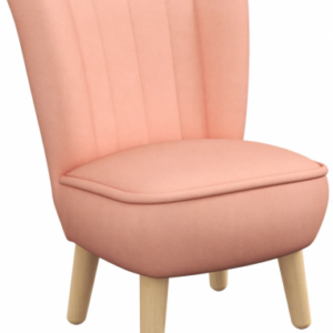 Lænestol til børn i træ og velour H56,5 cm - Natur/Pink